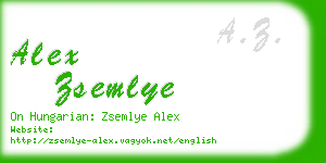 alex zsemlye business card